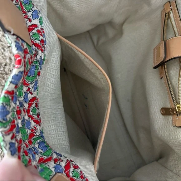 Tory Burch Multicolor Floral Canvas Tote with Tan Leather Logo - Picture 11 of 15
